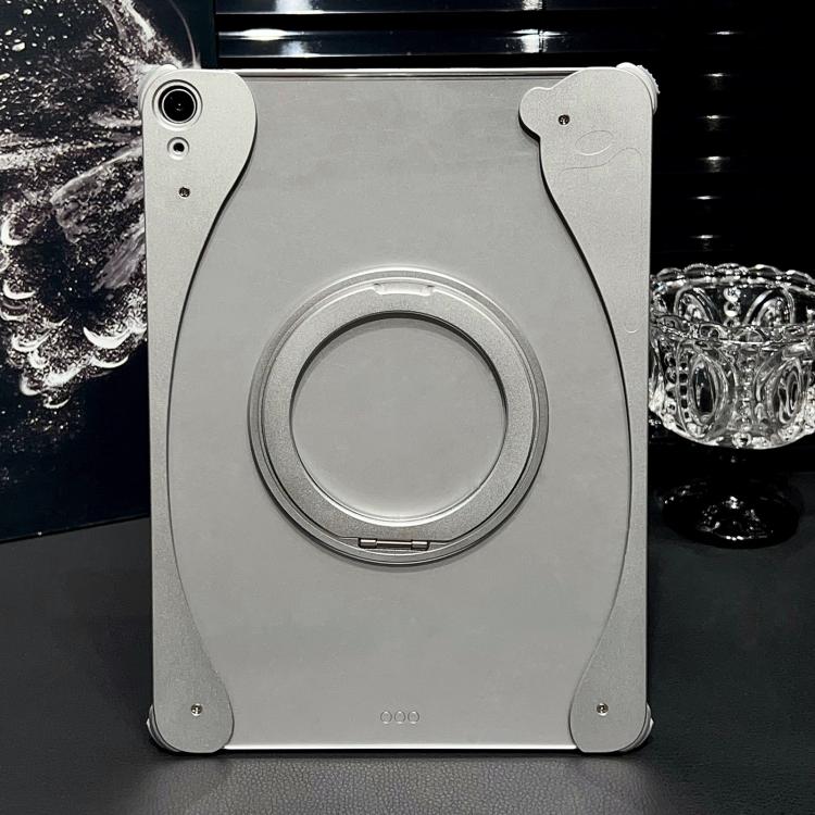Custodia ibrida per tablet in acrilico trasparente smaltato bianco e metallo con supporto, For iPad Air 13 2026 / 2025 / 2024, For iPad Air 11 2026 / 2025 / 2024, For iPad Pro 13 2025 / 2024, For iPad Pro 11 2025 / 2024, For iPad 2025 / 2022