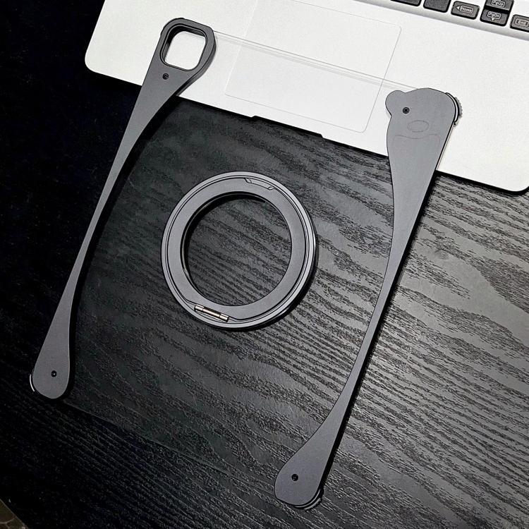Custodia ibrida per tablet in acrilico trasparente smaltato bianco e metallo con supporto, For iPad Air 13 2026 / 2025 / 2024, For iPad Air 11 2026 / 2025 / 2024, For iPad Pro 13 2025 / 2024, For iPad Pro 11 2025 / 2024, For iPad 2025 / 2022