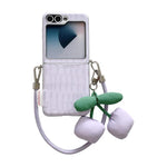 Custodia per telefono con fibbia laterale a motivo coccodrillo e cinturino fai-da-te con ciliegie, For Samsung Galaxy Z Flip6 5G / Flip7 FE, For Samsung Galaxy Z Flip7 5G, For Samsung Galaxy Z Flip5 5G