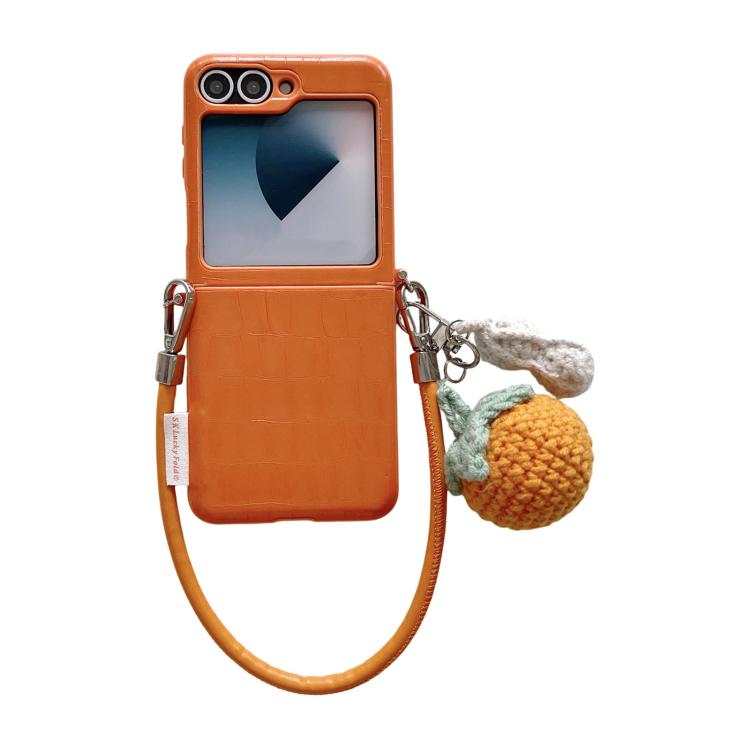 Custodia per telefono con fibbia laterale a motivo coccodrillo e cinturino fai-da-te in cachi, For Samsung Galaxy Z Flip6 5G / Flip7 FE, For Samsung Galaxy Z Flip7 5G, For Samsung Galaxy Z Flip5 5G