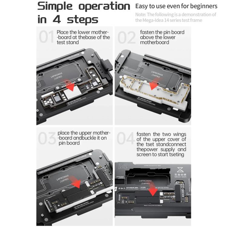Dispositivo di test a strati 4 in 1 Mega-Idea per schede madri della serie iPhone 17