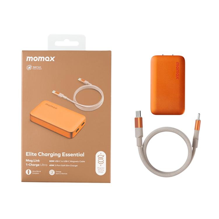Kit caricabatterie rapido MOMAX UM79 Ultra 45W a 2 porte GaN Silm con una sola carica, spina USA