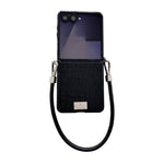 Custodia per telefono con targhetta in stile targhetta e motivo coccodrillo lucido, For Samsung Galaxy Z Flip6 5G / Flip7 FE, For Samsung Galaxy Z Flip7 5G