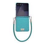 Custodia per telefono con targhetta in stile targhetta e motivo coccodrillo lucido, For Samsung Galaxy Z Flip6 5G / Flip7 FE, For Samsung Galaxy Z Flip7 5G