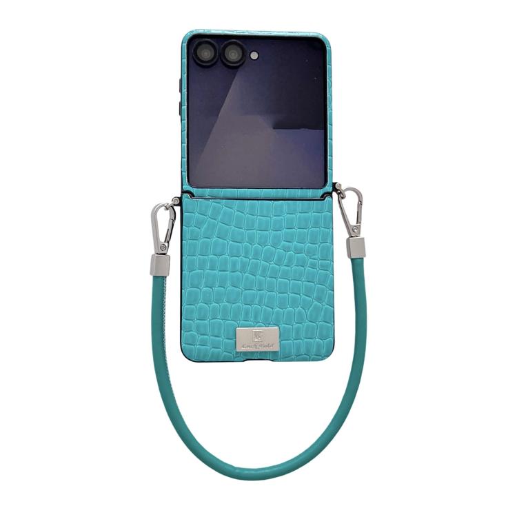 Custodia per telefono con targhetta in stile targhetta e motivo coccodrillo lucido, For Samsung Galaxy Z Flip6 5G / Flip7 FE, For Samsung Galaxy Z Flip7 5G