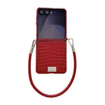 Custodia per telefono con targhetta in stile targhetta e motivo coccodrillo lucido, For Samsung Galaxy Z Flip6 5G / Flip7 FE, For Samsung Galaxy Z Flip7 5G