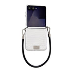 Custodia per telefono con targhetta in stile targhetta e motivo coccodrillo lucido, For Samsung Galaxy Z Flip6 5G / Flip7 FE, For Samsung Galaxy Z Flip7 5G