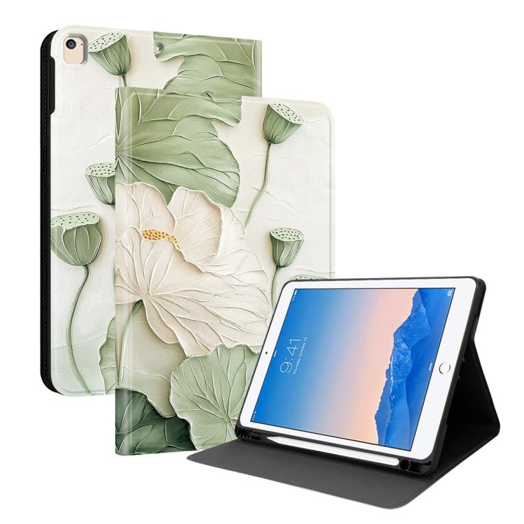 Custodia per tablet intelligente in ecopelle Painted Voltage con scomparto per penna., For iPad 9.7 2018 / 2017 / Air 2 / 1