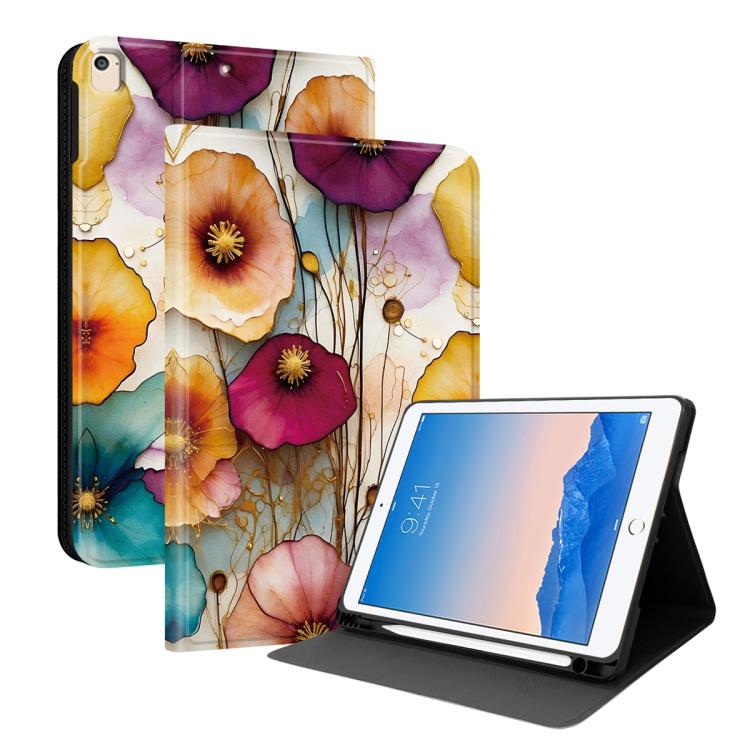 Custodia per tablet intelligente in ecopelle Painted Voltage con scomparto per penna., For iPad 9.7 2018 / 2017 / Air 2 / 1
