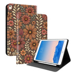 Custodia per tablet intelligente in ecopelle Painted Voltage con scomparto per penna., For iPad 9.7 2018 / 2017 / Air 2 / 1