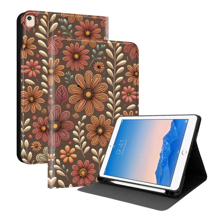 Custodia per tablet intelligente in ecopelle Painted Voltage con scomparto per penna., For iPad 9.7 2018 / 2017 / Air 2 / 1