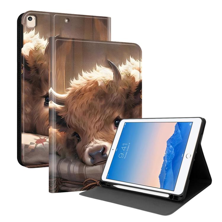Custodia per tablet intelligente in ecopelle Painted Voltage con scomparto per penna., For iPad 9.7 2018 / 2017 / Air 2 / 1