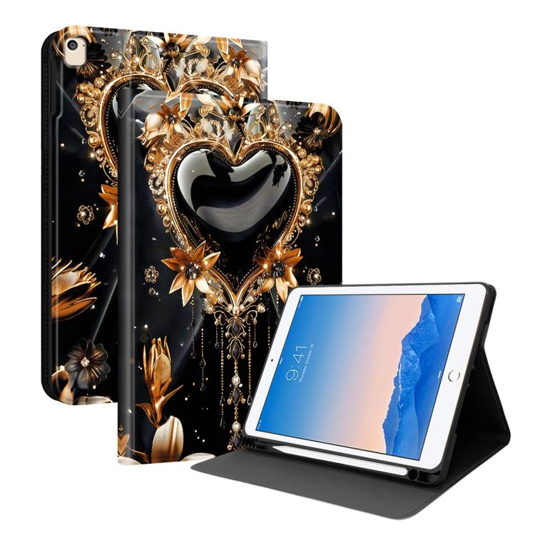 Custodia per tablet intelligente in ecopelle Painted Voltage con scomparto per penna., For iPad 9.7 2018 / 2017 / Air 2 / 1