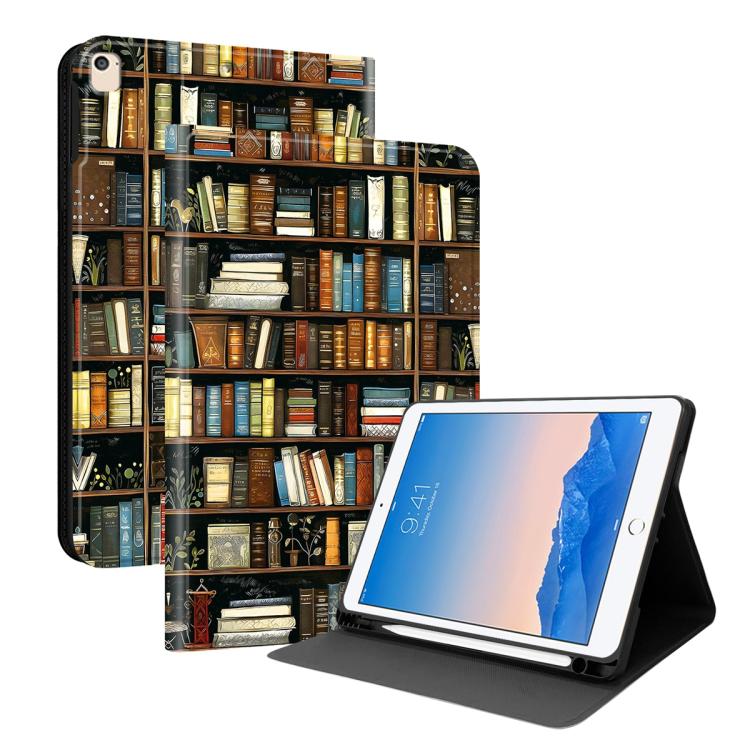 Custodia per tablet intelligente in ecopelle Painted Voltage con scomparto per penna., For iPad 9.7 2018 / 2017 / Air 2 / 1
