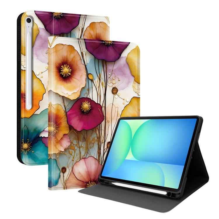 Custodia per tablet intelligente in ecopelle Painted Voltage con scomparto per penna., For Samsung Galaxy Tab A11+ / Tab A9+, For Samsung Galaxy Tab S10 FE+