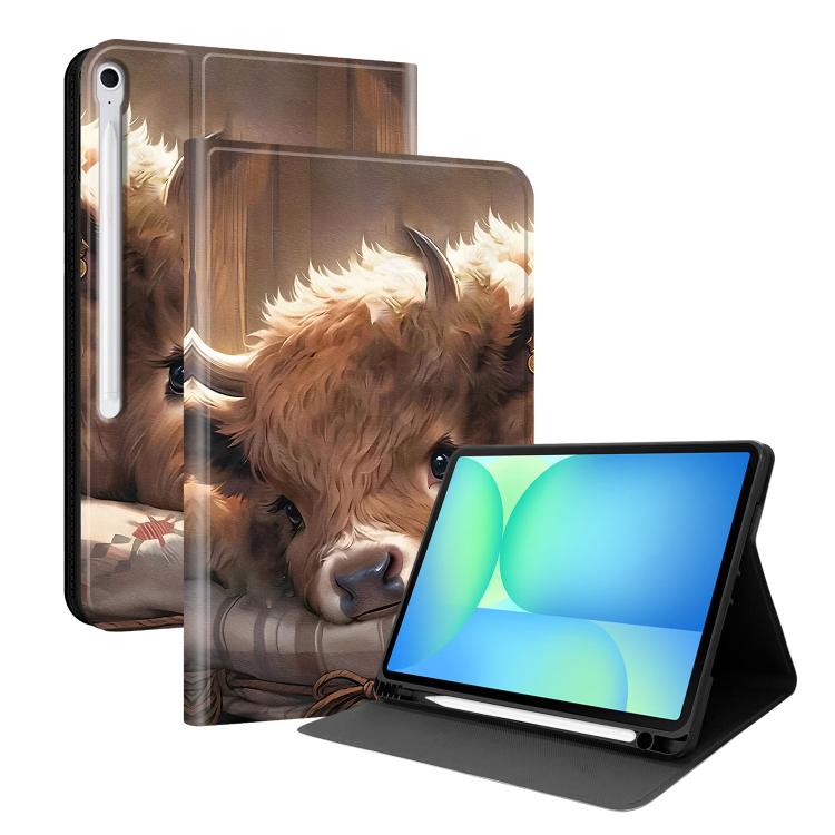 Custodia per tablet intelligente in ecopelle Painted Voltage con scomparto per penna., For Samsung Galaxy Tab A11+ / Tab A9+, For Samsung Galaxy Tab S10 FE+