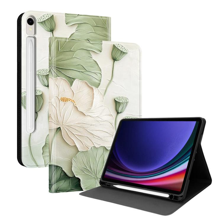 Custodia per tablet in ecopelle Painted Voltage con scomparto per penna., For Samsung Galaxy Tab A11 / Tab A9, For Samsung Galaxy Tab S10 FE / S10 Lite / S9