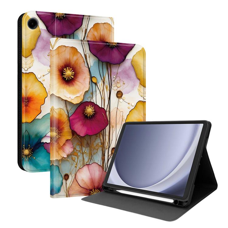 Custodia per tablet in ecopelle Painted Voltage con scomparto per penna., For Samsung Galaxy Tab A11 / Tab A9, For Samsung Galaxy Tab S10 FE / S10 Lite / S9