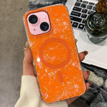 Custodia magnetica per telefono con texture a conchiglia placcata in oro., For iPhone 16, For iPhone 15 Pro Max, For iPhone 15 Pro, For iPhone 15