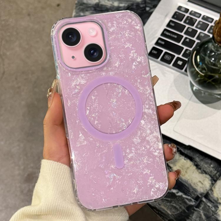 Custodia magnetica per telefono con texture a conchiglia placcata in oro., For iPhone 16, For iPhone 15 Pro Max, For iPhone 15 Pro, For iPhone 15