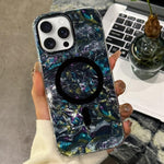 Custodia magnetica per telefono con texture a conchiglia placcata in oro., For iPhone 16, For iPhone 15 Pro Max, For iPhone 15 Pro, For iPhone 15