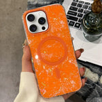Custodia magnetica per telefono con texture a conchiglia placcata in oro., For iPhone 16, For iPhone 15 Pro Max, For iPhone 15 Pro, For iPhone 15
