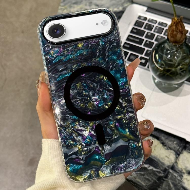 Custodia magnetica per telefono con texture a conchiglia placcata in oro., For iPhone 17 Pro Max, For iPhone 17 Pro, For iPhone 17, For iPhone Air, For iPhone 16 Pro Max, For iPhone 16 Pro