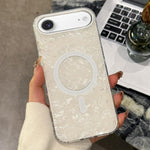 Custodia magnetica per telefono con texture a conchiglia placcata in oro., For iPhone 17 Pro Max, For iPhone 17 Pro, For iPhone 17, For iPhone Air, For iPhone 16 Pro Max, For iPhone 16 Pro