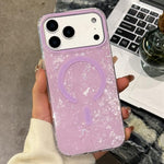 Custodia magnetica per telefono con texture a conchiglia placcata in oro., For iPhone 17 Pro Max, For iPhone 17 Pro, For iPhone 17, For iPhone Air, For iPhone 16 Pro Max, For iPhone 16 Pro