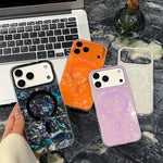 Custodia magnetica per telefono con texture a conchiglia placcata in oro., For iPhone 17 Pro Max, For iPhone 17 Pro, For iPhone 17, For iPhone Air, For iPhone 16 Pro Max, For iPhone 16 Pro