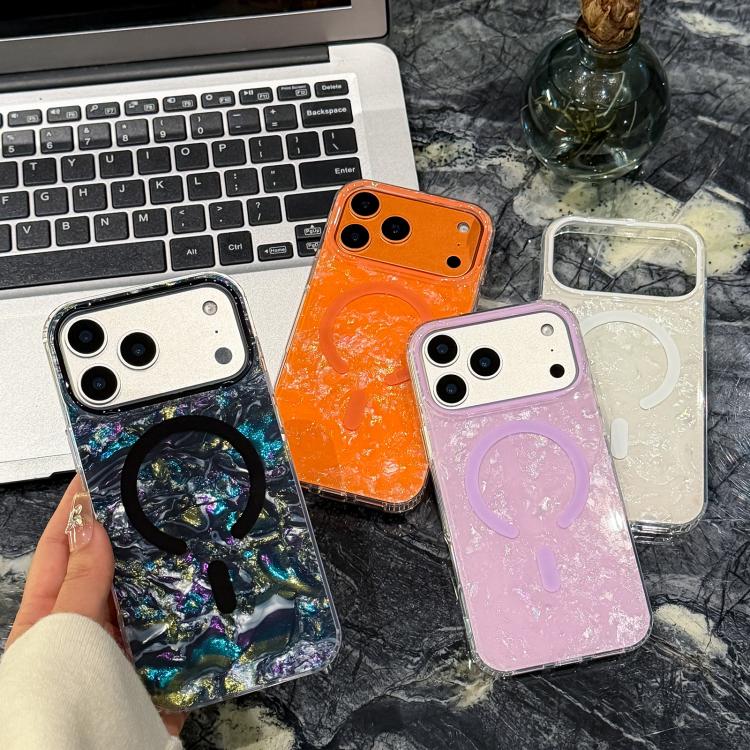Custodia magnetica per telefono con texture a conchiglia placcata in oro., For iPhone 17 Pro Max, For iPhone 17 Pro, For iPhone 17, For iPhone Air, For iPhone 16 Pro Max, For iPhone 16 Pro