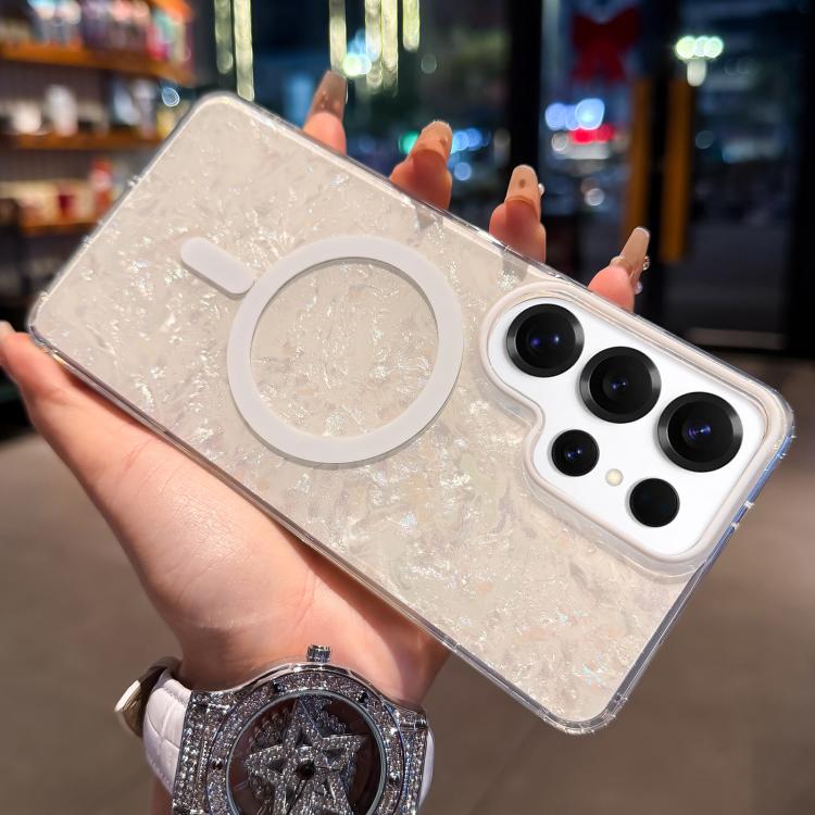 Custodia magnetica per telefono con texture a conchiglia placcata in oro., For Samsung Galaxy S25 Ultra 5G, For Samsung Galaxy S24 FE 5G, For Samsung Galaxy S24 Ultra 5G