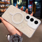 Custodia magnetica per telefono con texture a conchiglia placcata in oro., For Samsung Galaxy S26+ 5G, For Samsung Galaxy S26 Ultra 5G, For Samsung Galaxy S26 5G, For Samsung Galaxy S25 FE 5G, For Samsung Galaxy S25 / S24 5G                            ...