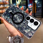 Custodia magnetica per telefono con texture a conchiglia placcata in oro., For Samsung Galaxy S26+ 5G, For Samsung Galaxy S26 Ultra 5G, For Samsung Galaxy S26 5G, For Samsung Galaxy S25 FE 5G, For Samsung Galaxy S25 / S24 5G                            ...