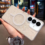 Custodia magnetica per telefono con texture a conchiglia placcata in oro., For Samsung Galaxy S26+ 5G, For Samsung Galaxy S26 Ultra 5G, For Samsung Galaxy S26 5G, For Samsung Galaxy S25 FE 5G, For Samsung Galaxy S25 / S24 5G                            ...