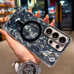Custodia magnetica per telefono con texture a conchiglia placcata in oro., For Samsung Galaxy S26+ 5G, For Samsung Galaxy S26 Ultra 5G, For Samsung Galaxy S26 5G, For Samsung Galaxy S25 FE 5G, For Samsung Galaxy S25 / S24 5G                            ...