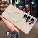 Custodia magnetica per telefono con texture a conchiglia placcata in oro., For Samsung Galaxy S26+ 5G, For Samsung Galaxy S26 Ultra 5G, For Samsung Galaxy S26 5G, For Samsung Galaxy S25 FE 5G, For Samsung Galaxy S25 / S24 5G                            ...