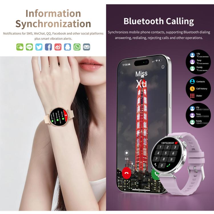 Smartwatch sportivo CY37 con schermo HD da 1,27 pollici, supporto per chiamate Bluetooth, monitoraggio della frequenza cardiaca, della pressione sanguigna e del sonno., Pink, Black, Purple
