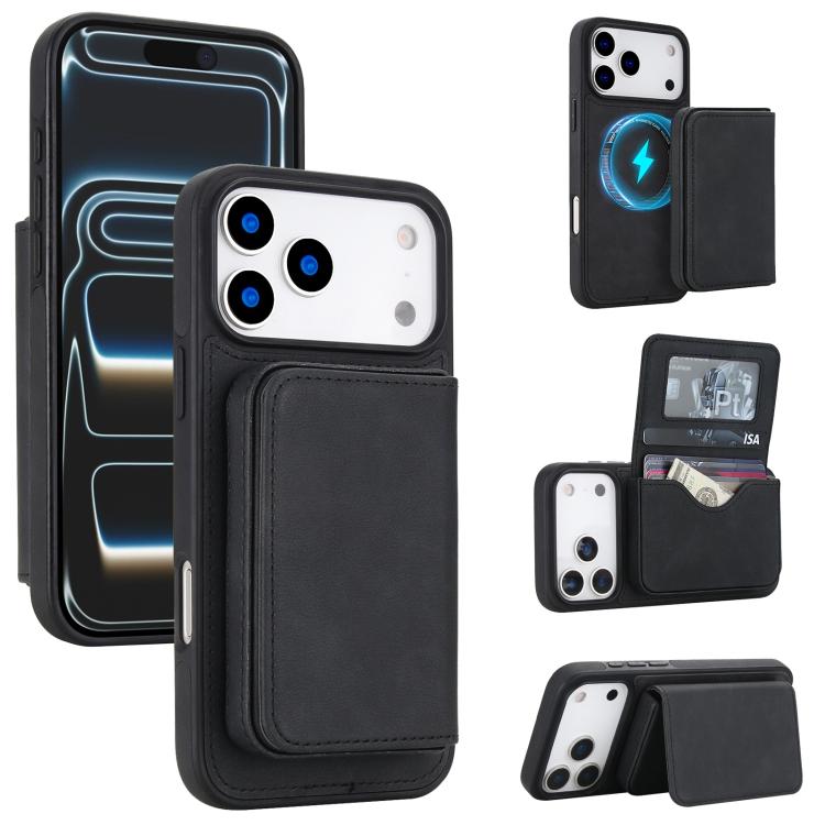 Portafoglio magnetico staccabile in similpelle stile retrò con protezione RFID per telefono., For iPhone 17 Pro Max, For iPhone 17 Pro