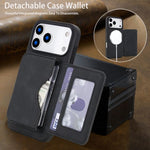 Portafoglio magnetico staccabile in similpelle stile retrò con protezione RFID per telefono., For iPhone 17 Pro Max, For iPhone 17 Pro