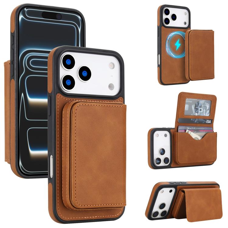 Portafoglio magnetico staccabile in similpelle stile retrò con protezione RFID per telefono., For iPhone 17 Pro Max, For iPhone 17 Pro