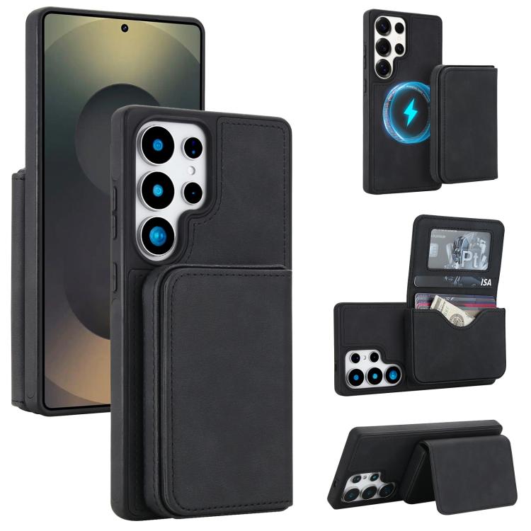 Portafoglio magnetico staccabile in similpelle stile retrò con protezione RFID per telefono., For Samsung Galaxy S25 Ultra 5G
