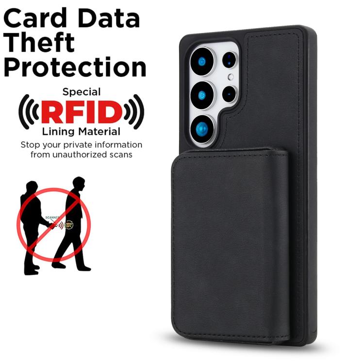 Portafoglio magnetico staccabile in similpelle stile retrò con protezione RFID per telefono., For Samsung Galaxy S25 Ultra 5G