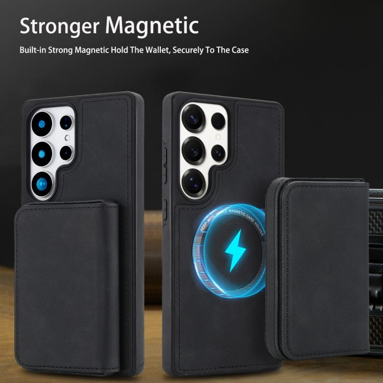 Portafoglio magnetico staccabile in similpelle stile retrò con protezione RFID per telefono., For Samsung Galaxy S25 Ultra 5G