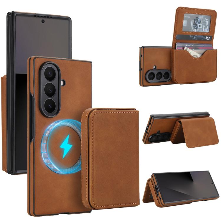 Portafoglio magnetico staccabile in similpelle stile retrò con protezione RFID per telefono., For Samsung Galaxy Z Fold7 5G