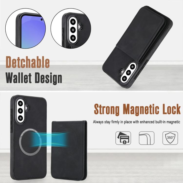 Custodia per telefono YM030 in similpelle stile retrò con portafoglio magnetico rimovibile., For Samsung Galaxy A36 5G
