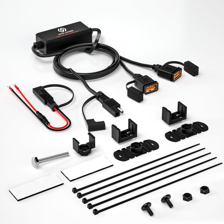 Caricabatterie a ricarica rapida USB doppio SAE per moto WUPP CS-1186A1, CS-1186A1