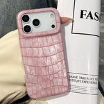 Custodia per telefono in ecopelle vegana antiurto con texture effetto coccodrillo vintage., For iPhone 17 Pro Max, For iPhone 17 Pro
