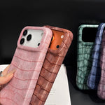 Custodia per telefono in ecopelle vegana antiurto con texture effetto coccodrillo vintage., For iPhone 17 Pro Max, For iPhone 17 Pro