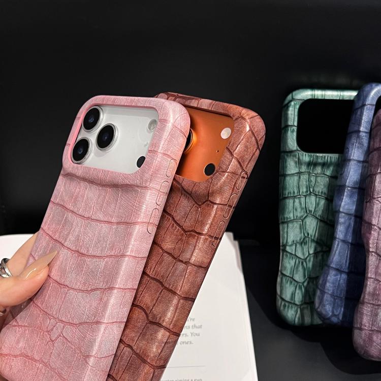 Custodia per telefono in ecopelle vegana antiurto con texture effetto coccodrillo vintage., For iPhone 17 Pro Max, For iPhone 17 Pro